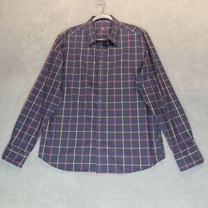 UNTUCKit Shirt Size XL Slim Fit Wrinkle Free Navy Plaid Long Sleeve Cotton